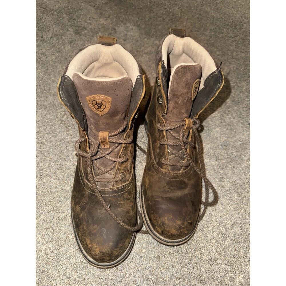 Y2K ARIAT Boots Anthem Round Toe Lacer Leather Womens 10B Brown 10035822 Western